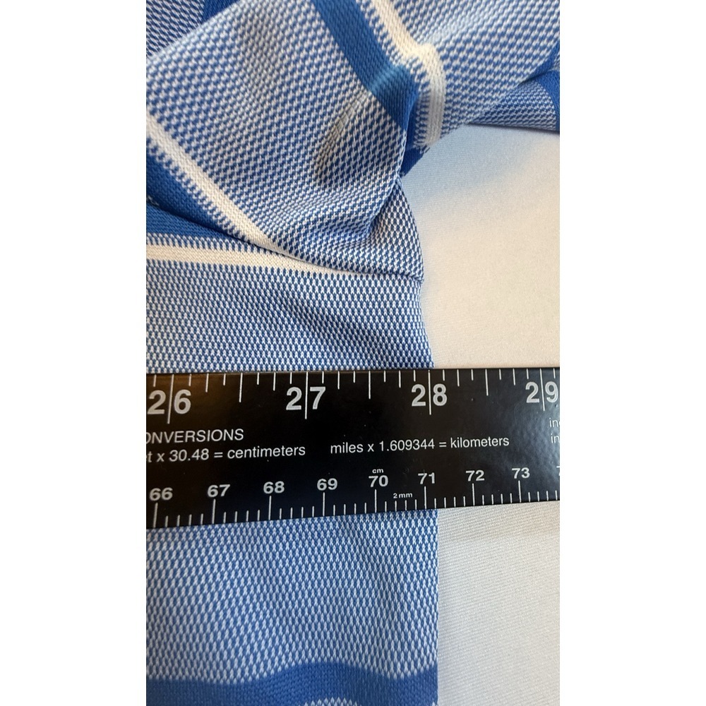 Adidas Men's Short Sleeve Polo Shirt Blue White Striped 2XL Outdoors Golfing-505 - Picture 6 of 7